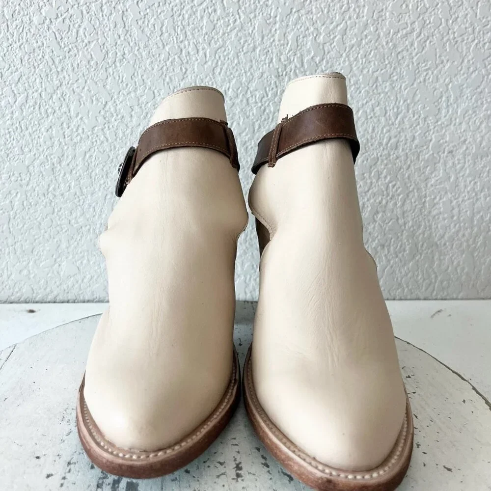 New Lane HIGH NOON Womens Cowboy Booties Sz 7 Putty Western Cowgirl Short Boots